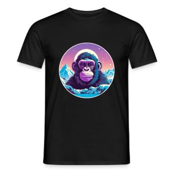 Chimpanzé aquarelle dessin animé kawaii animal de compagnie Co - T-shirt homme - noir - Devant - AI Model Male 178 light (178cm)