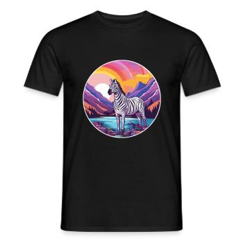 Zebra Watercolor Cartoon Kawaii Pet Animal Colorfu - Men's T-Shirt - black - Front - AI Model Male 178 light (178cm)