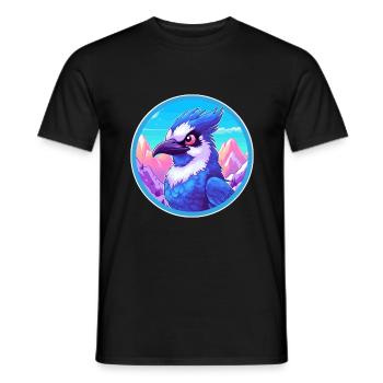 Blue Jay Watercolor Cartoon Kawaii Pet Animal Colo - Men's T-Shirt - black - Front - AI Model Male 178 light (178cm)