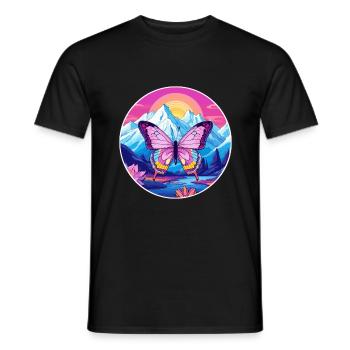 Schmetterling Aquarell Karikatur Kawaii Haustier Tier Col - Männer T-Shirt - Schwarz - Vorne - AI Model Male 178 light (178cm)