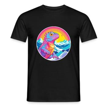 Chameleon Watercolor Cartoon Kawaii Pet Animal Col - Men's T-Shirt - black - Front - AI Model Male 178 light (178cm)