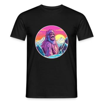 Big Foot Watercolor Cartoon Kawaii Pet Animal Colo - Men's T-Shirt - black - Front - AI Model Male 178 light (178cm)