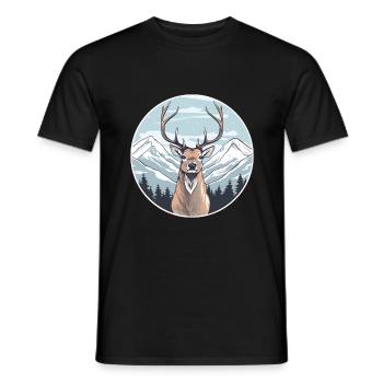 Hirsch Aquarell Karikatur Kawaii Haustier Tier Bunt - Männer T-Shirt - Schwarz - Vorne - AI Model Male 178 light (178cm)