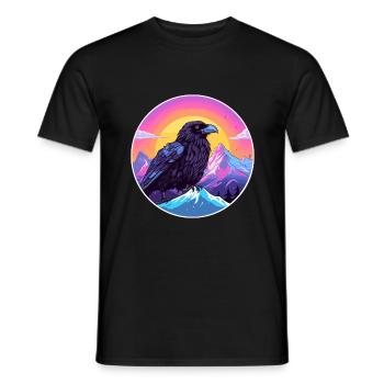 Corbeau Aquarelle Dessin Animé Kawaii Animal De Compagnie Coloré - T-shirt homme - noir - Devant - AI Model Male 178 light (178cm)