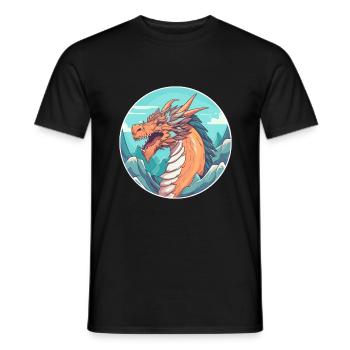 Dragon Aquarelle Dessin Animé Kawaii Animal De Compagnie Colorf - T-shirt homme - noir - Devant - AI Model Male 178 light (178cm)