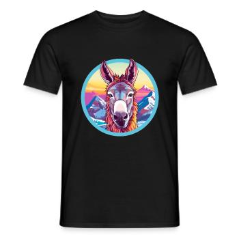 Esel Aquarell Karikatur Kawaii Haustier Tier Farbe - Männer T-Shirt - Schwarz - Vorne - AI Model Male 178 light (178cm)