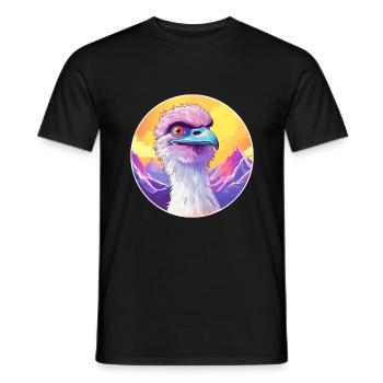Emu Watercolor Cartoon Kawaii Pet Animal Colorful - Men's T-Shirt - black - Front - AI Model Male 178 light (178cm)