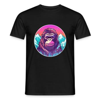 Singe Aquarelle Dessin Animé Kawaii Animal De Compagnie Colorf - T-shirt homme - noir - Devant - AI Model Male 178 light (178cm)