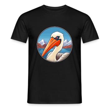 Pélican Aquarelle Dessin Animé Kawaii Animal De Compagnie Animal Couleur - T-shirt homme - noir - Devant - AI Model Male 178 light (178cm)