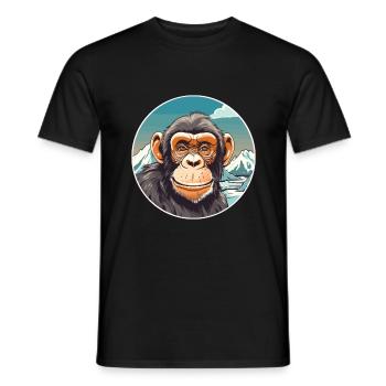 Chimpanzé aquarelle dessin animé kawaii animal de compagnie Co - T-shirt homme - noir - Devant - AI Model Male 178 light (178cm)