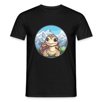 Tortue Aquarelle Dessin Animé Kawaii Animal De Compagnie Colorf - T-shirt homme - noir - Devant - AI Model Male 178 light (178cm)