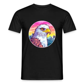 Hawk Watercolor Cartoon Kawaii Pet Animal Colorful - Men's T-Shirt - black - Front - AI Model Male 178 light (178cm)