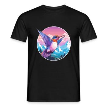Colibri Aquarelle Dessin Animé Kawaii Animal De Compagnie C - T-shirt homme - noir - Devant - AI Model Male 178 light (178cm)