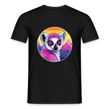 Lemur Watercolor Cartoon Kawaii Pet Animal Colorfu - Men's T-Shirt - black - Front - AI Model Male 178 light (178cm)
