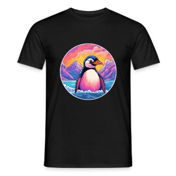 Pingouin Aquarelle Dessin Animé Kawaii Animal De Compagnie Animal Couleur - T-shirt homme - noir - Devant - AI Model Male 178 light (178cm)