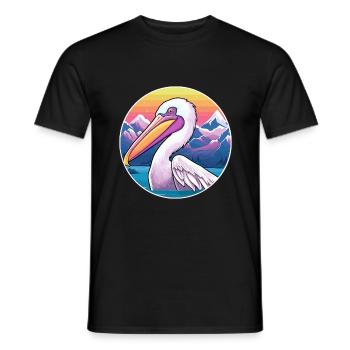 Pélican Aquarelle Dessin Animé Kawaii Animal De Compagnie Animal Couleur - T-shirt homme - noir - Devant - AI Model Male 178 light (178cm)