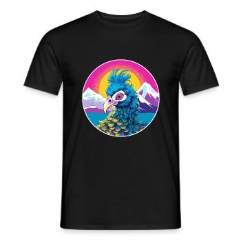 Paon Aquarelle Dessin Animé Kawaii Animal De Compagnie Animal Couleur - T-shirt homme - noir - Devant - AI Model Male 178 light (178cm)