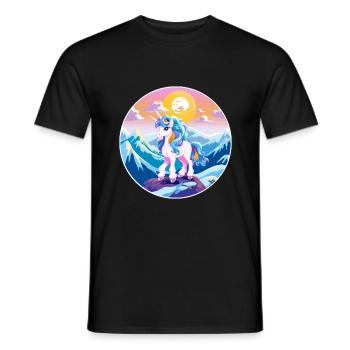 Poney Aquarelle Dessin Animé Kawaii Animal De Compagnie Coloré - T-shirt homme - noir - Devant - AI Model Male 178 light (178cm)