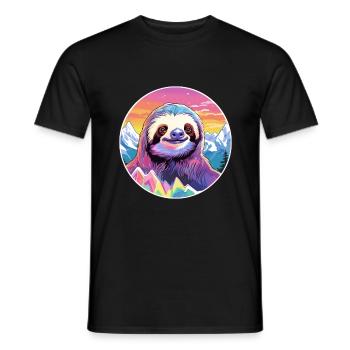 Sloth Watercolor Cartoon Kawaii Pet Animal Colorfu - Men's T-Shirt - black - Front - AI Model Male 178 light (178cm)