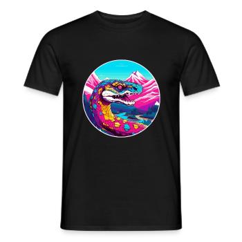 Serpent Aquarelle Dessin Animé Kawaii Animal De Compagnie Animal Colorfu - T-shirt homme - noir - Devant - AI Model Male 178 light (178cm)