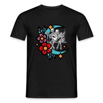 Moon Fantasy Skeleton Guitar Musician Guitarist - Men's T-Shirt - black - Front - AI Model Male 178 light (178cm)