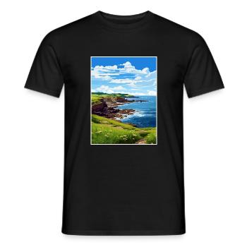 Prussia Cove Cornwall Vintage Travel Poster WPA - Men's T-Shirt - black - Front - AI Model Male 178 light (178cm)