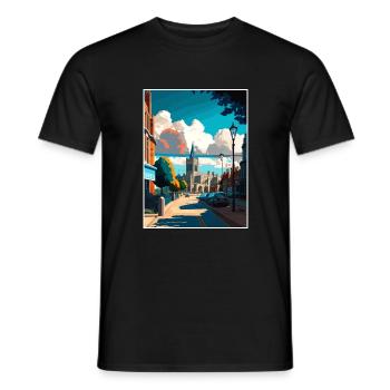 Rochester Angleterre Kent Vintage voyage affiche WPA - T-shirt homme - noir - Devant - AI Model Male 178 light (178cm)