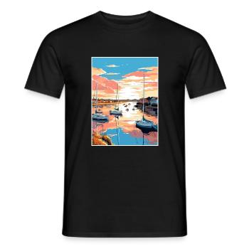 Poole Harbour England Vintage Reiseposter WPA - Männer T-Shirt - Schwarz - Vorne - AI Model Male 178 light (178cm)