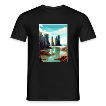 Isle Of Lewis Schottland Vintage Reiseposter WPA - Männer T-Shirt - Schwarz - Vorne - AI Model Male 178 light (178cm)