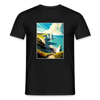Eastbourne Decoration Vintage Travel Poster WPA - Men's T-Shirt - black - Front - AI Model Male 178 light (178cm)