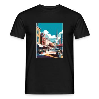 Galway Square Irland Vintage Reiseposter WPA - Männer T-Shirt - Schwarz - Vorne - AI Model Male 178 light (178cm)