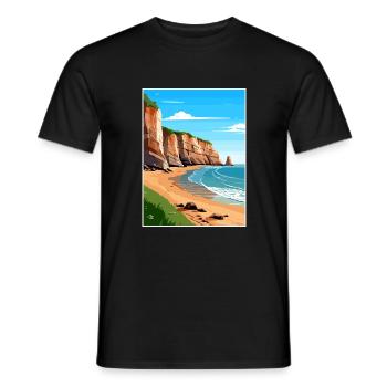 Torquay Cliffs England Vintage Travel Poster WPA - Men's T-Shirt - black - Front - AI Model Male 178 light (178cm)