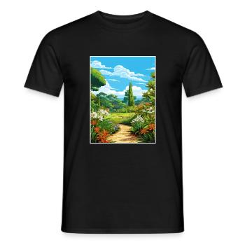 Trebah Garden Cornwall Affiche de voyage Vintage WPA - T-shirt homme - noir - Devant - AI Model Male 178 light (178cm)