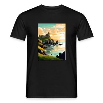 Dunluce Castle Irlande Vintage Travel Poster WPA - T-shirt homme - noir - Devant - AI Model Male 178 light (178cm)