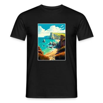 Côte jurassique Angleterre Affiche de voyage vintage WPA - T-shirt homme - noir - Devant - AI Model Male 178 light (178cm)