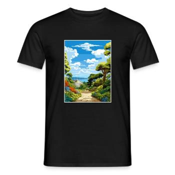 Trebah Gardens Cornwall Affiche de voyage Vintage WPA - T-shirt homme - noir - Devant - AI Model Male 178 light (178cm)