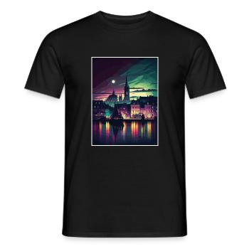 Galway Skyline Irland Vintage Reiseposter WPA - Männer T-Shirt - Schwarz - Vorne - AI Model Male 178 light (178cm)