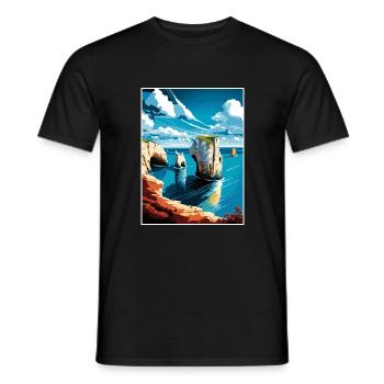 Old Harry Rocks England Vintage Travel Poster WPA - Men's T-Shirt - black - Front - AI Model Male 178 light (178cm)