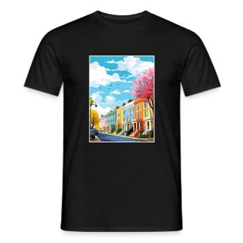 Notting Hill Londres Vintage voyage affiche Souvenir - T-shirt homme - noir - Devant - AI Model Male 178 light (178cm)