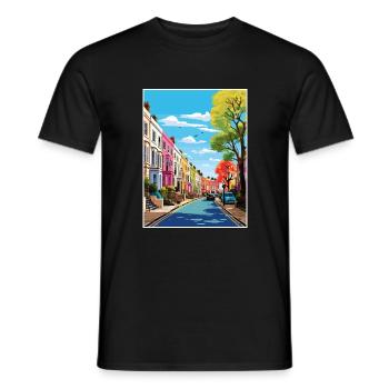 Notting Hill Londres Vintage voyage affiche Souvenir - T-shirt homme - noir - Devant - AI Model Male 178 light (178cm)