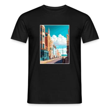 Brighton décoration Vintage voyage affiche Souvenir - T-shirt homme - noir - Devant - AI Model Male 178 light (178cm)