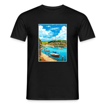 St Austell Cornwall Vintage voyage affiche Souvenir - T-shirt homme - noir - Devant - AI Model Male 178 light (178cm)