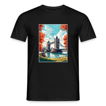 Tower Bridge England Vintage Reiseposter WPA Kunst - Männer T-Shirt - Schwarz - Vorne - AI Model Male 178 light (178cm)