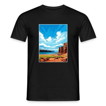 Isle Of Hoy Scotland Vintage Travel Poster WPA Art - Men's T-Shirt - black - Front - AI Model Male 178 light (178cm)