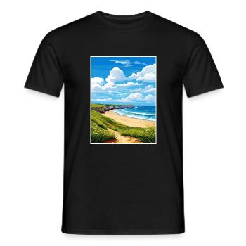 Sennen Cove Cornwall Vintage Reiseposter WPA Kunst - Männer T-Shirt - Schwarz - Vorne - AI Model Male 178 light (178cm)