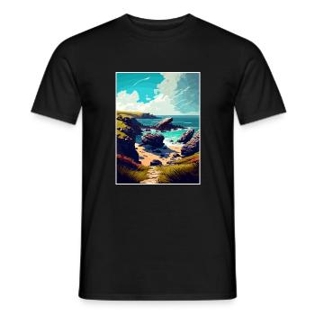 Lizard Point England Vintage Reiseposter WPA Kunst - Männer T-Shirt - Schwarz - Vorne - AI Model Male 178 light (178cm)