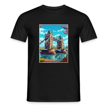 Tower Bridge England Vintage Reiseposter WPA Kunst - Männer T-Shirt - Schwarz - Vorne - AI Model Male 178 light (178cm)