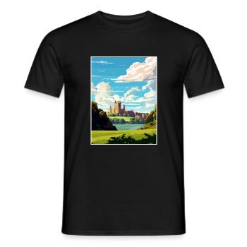 Cardiff Castle Wales Vintage Reiseposter WPA Kunst - Männer T-Shirt - Schwarz - Vorne - AI Model Male 178 light (178cm)