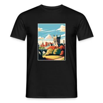 Cardiff Castle Wales Vintage Reiseposter WPA Kunst - Männer T-Shirt - Schwarz - Vorne - AI Model Male 178 light (178cm)