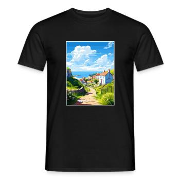 Porthoustock Cornouailles Vintage voyage affiche WPA - T-shirt homme - noir - Devant - AI Model Male 178 light (178cm)